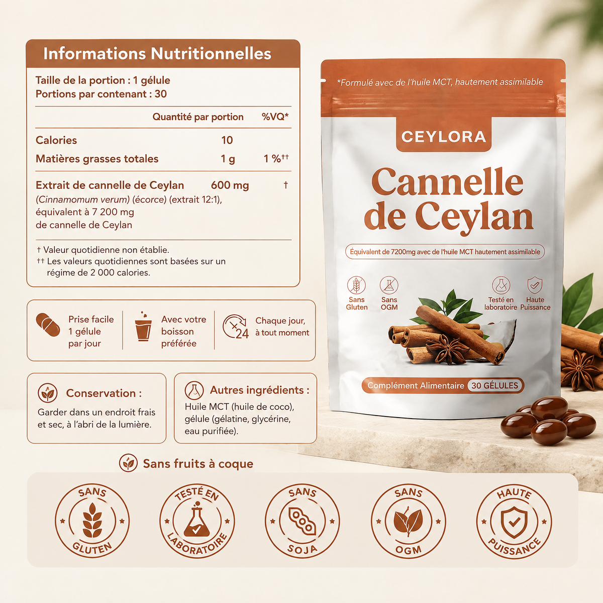CEYLORA — Cannelle de Ceylan pour une glycémie équilibrée
